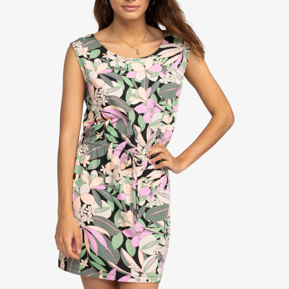 Obleka Roxy SURFS UP PRINTED - Anthracite Palm Song