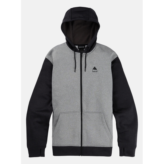 Majica Burton OAK Zip Hoodie - Gray Heather-True Black