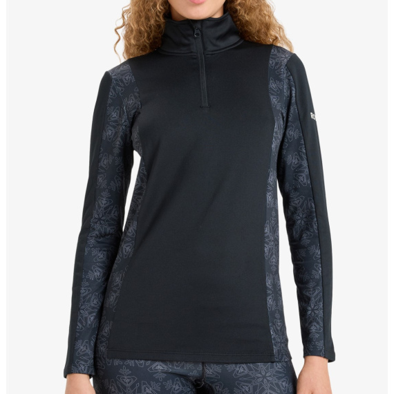 Majica Roxy DAYBREAK BRUSHED Half Zip - True Black Snowflakes
